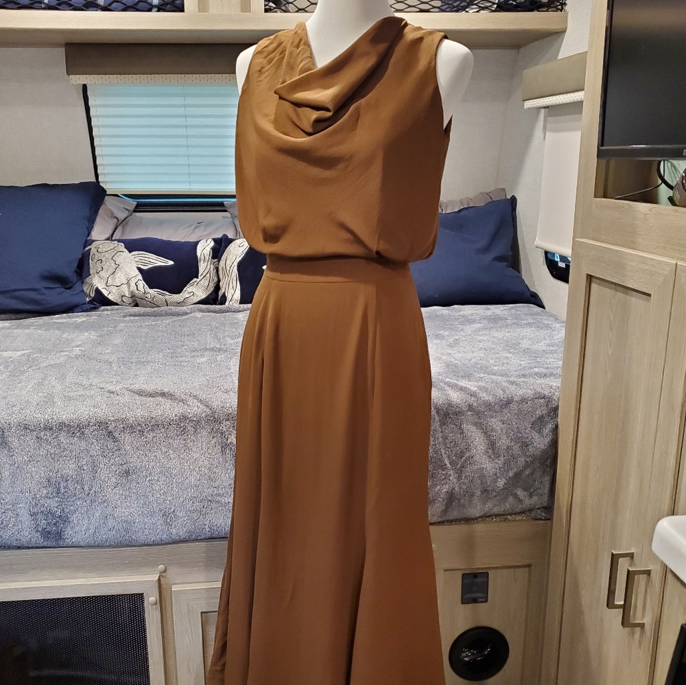 YL by Yair Silk Brown Dress